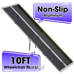 10ft Wheelchair Ramp Aluminum Multi-Folding Scooter Mobility Portable 600 LB