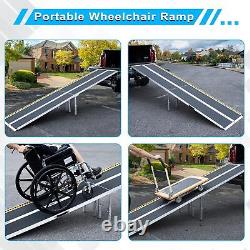 2-10ft Aluminum Multi-Folding Wheelchair Scooter Mobility Ramp Portable Non-Slip
