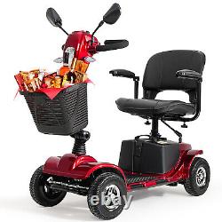 2024 4 Wheels Mobility Scooter Electric Big Space for Overweight Adult With Mirror