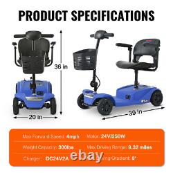 2024 4 Wheels Mobility Scooter Power Wheelchair Folding Electric For Home Travel