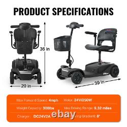 2024 4 Wheels Mobility Scooter Power Wheelchair Folding Electric For Home Travel