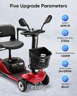 2024 4 Wheels Mobility Scooter Power Wheelchair for Adult Senior Slop Protection