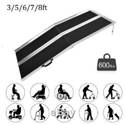 3/5/6/7/8ft Portable Aluminum Wheelchair Ramp Non-skid Mobility Scooter Carrier