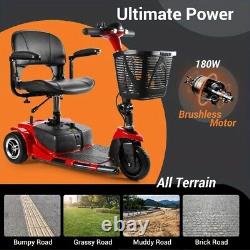 3-Wheel Folding Mobility Scooter Electric Wheelchair Seniors Travel 15.5 Miles