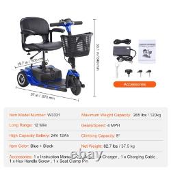 3-Wheel Folding Mobility Scooter for Seniors 12 Mile Range 265LBS Capacity