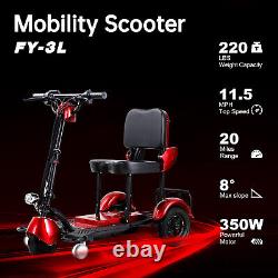 3 Wheel Mobility Scooter Electric Powered Mobile Folding Wheelchair Device Adult