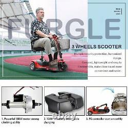 3-Wheel Mobility Scooter Electric Powered Mobile Wheelchair Device for Adults