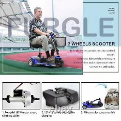 3 Wheeled Mobility Scooter Electric Powered Wheelchair Device Compact for Travel