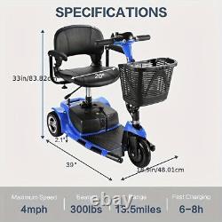 3 Wheels Mobility Scooter Electric Powered Mobile Folding Wheelchair Device US