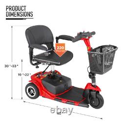3 Wheels Mobility Scooter Power Wheelchair withDetachable Basket+Flip Up Armrests