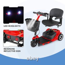 3 Wheels Mobility Scooter Power Wheelchair withDetachable Basket+Flip Up Armrests