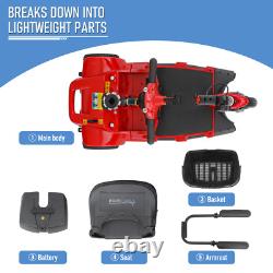 3 Wheels Mobility Scooter Power Wheelchair withDetachable Basket+Flip Up Armrests
