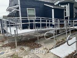 32 Aluminum Wheelchair Entry Ramp & Handrails Surface Scooter Mobility Access
