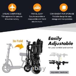 3Wheel Ultralight Foldable Storage Electric Mobility Scooter 300W Range 15 Miles