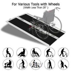 4' Aluminum Folding Loading Wheelchair Scooter Mobility Ramp Portable Non-Slip