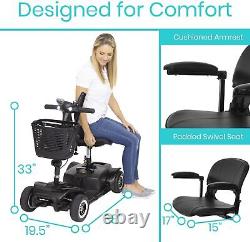 4 Wheel Electric Powered Wheelchair, Mobility Scooter Compact Heavy Duty, Black
