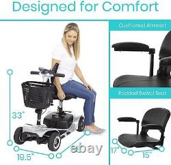 4-Wheel Electric Powered Wheelchair, Mobility Scooter Compact Heavy-Duty, Silver