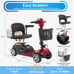 4 Wheel Folding Mobility Scooter for the Seniors Electric Wheelchair WithHeadlight