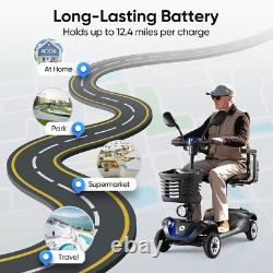 4 Wheel Mobility Scooter All Terrain Electric Scooter for Adult Senior 2 Baskets
