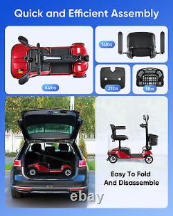 4 Wheel Mobility Scooter Power Wheelchair for Adult Senior Slop Protection Red