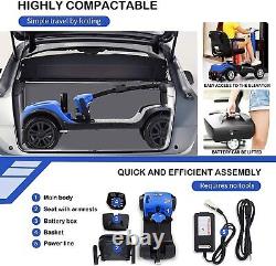 4 Wheel Mobility Scooter-Powered Wheelchair Electric Device Compact Easy Ride on