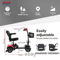 4 Wheel Mobility Scooter Powered Wheelchair Electric Device Compact for Travel