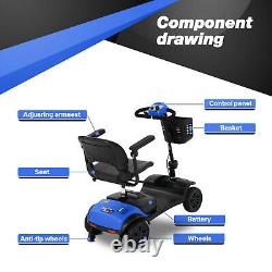 4 Wheel Mobility Scooter Powered Wheelchair Electric Device Compact for elder