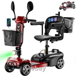 4 Wheel Mobility Scooters for Seniors, Folding Electric Powered Wheelchair, Red