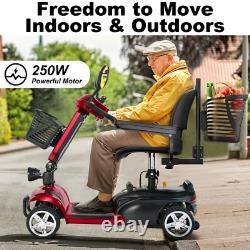 4 Wheel Mobility Scooters for Seniors, Folding Electric Powered Wheelchair, Red