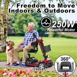 4 Wheel Mobility Scooters for Seniors, Folding Electric Powered Wheelchair, Red