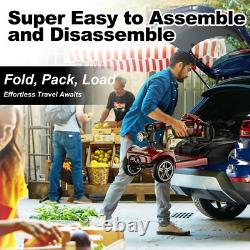 4 Wheel Mobility Scooters for Seniors, Folding Electric Powered Wheelchair, Red