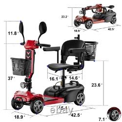 4 Wheel Mobility Scooters for Seniors, Folding Electric Powered Wheelchair, Red