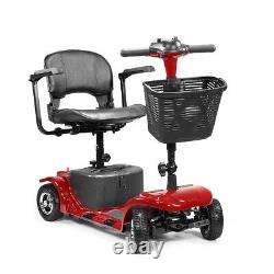 4 Wheels Electric Mobility Scooter Folding Powered Wheelchair 180W Motor, Red