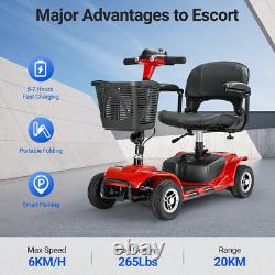 4 Wheels Mobility Scooter Power FoldingTravel Wheelchair Scooter Swivel Seats US