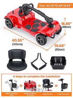 4 Wheels Mobility Scooter Power FoldingTravel Wheelchair Scooter With Swivel Seats