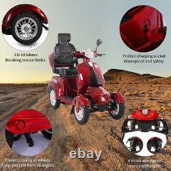 4 Wheels Mobility Scooter Power Wheel Chair Electric Device 1000W Heavy Duty Red