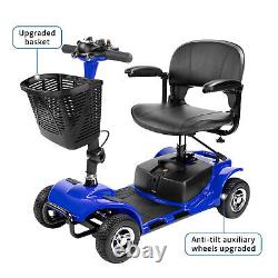 4 Wheels Mobility Scooter Power Wheel Chair Electric Device Compact Travel Blue