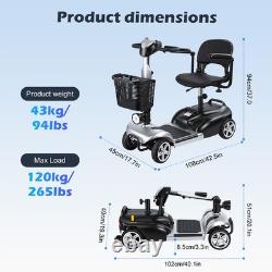 4 Wheels Mobility Scooter for Adults & Seniors, Lightweight Foldable 5 MPH Speed