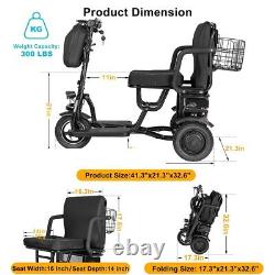 700W 3-Wheels Portable Double Motor Folding Electric Power Mobility Scooter