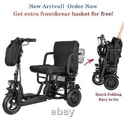 700W 3-Wheels Portable Double Motor Folding Electric Power Mobility Scooter