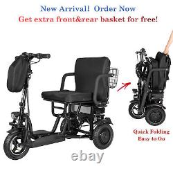 700W 3Wheels Portable Double Motor Folding Electric Power Mobility Scooter, adult