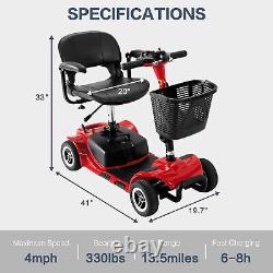 Compact Duty 4Wheel Electric Mobility Scooter Portable Powered Mobile Wheelchair