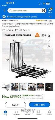 Costway 500lbs Strong Wheelchair Hitch Carrier Mobility Electric Scooter Ramp