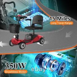 Electric 4-Wheel Mobility Scooter 350W for Adults Seniors 15 Miles All-Terrain