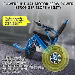 Electric Wheelchair, Portable Motorized Foldable Power Wheelchair Scooter Blue