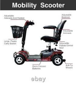 Equate Mobility 4-Wheel Motorized Power Scooter, Red