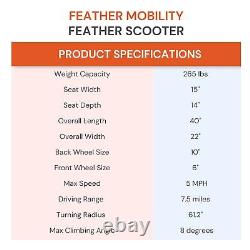 Feather Mobility Electric Wheelchair Scooter Foldable Lightweight Up to 37lb