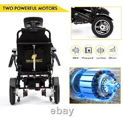 Fold And Travel Manual Recline Remote Control Electric Power Wheelchair Black