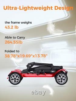 Foldable 4 Wheel Mobility Scooter Folding Drive Device for Seniors Adults 20Ah