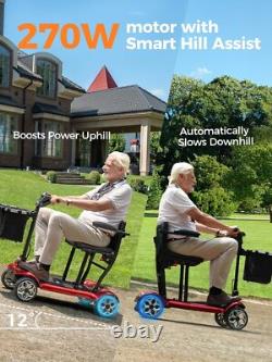 Foldable 4 Wheel Mobility Scooter Folding Drive Device for Seniors Adults 20Ah